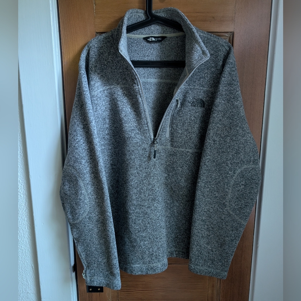 The North Face Gordon Lyons gray 1/4 quarter zip fleece jacket large cozy